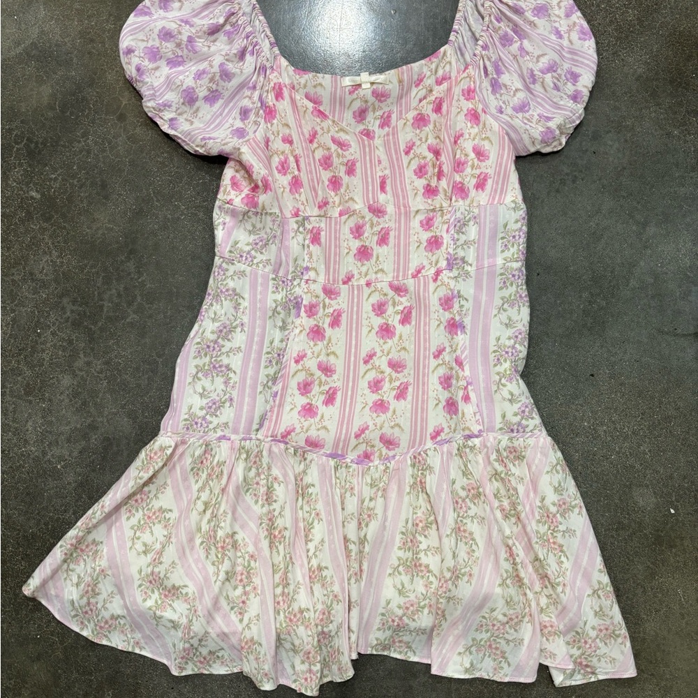 LoveShackFancy Amini Dress Pink and Purple Floral Mini Dress